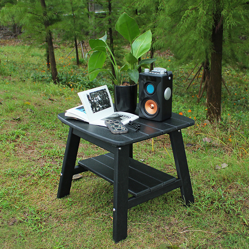 Čierny TTM001 Outdoor HDPE Adirondack Matching Side Table - Patio Garden Police Boční stolík